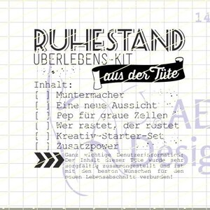 Textstempel RUHESTAND ÜBERLEBENSKIT