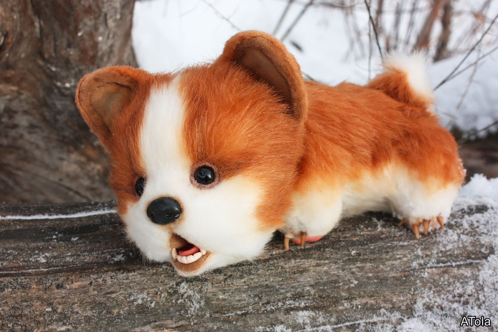 Corgi puppy. Collectible Artist toy teddy dog. OOAK Cute | Etsy