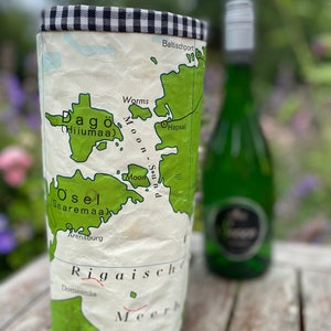 Bottle bag, Flaschentasche aus alter Wandkarte, Estland, Weinkühler