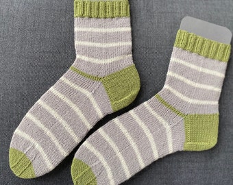 striped socks, hand knitted, size. 37/38