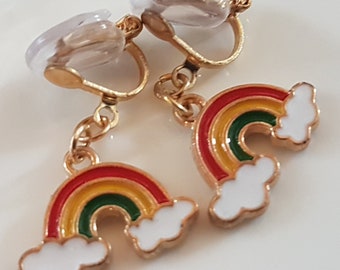 Kinderohrclips mit Regenbogen und Wolken