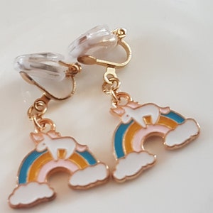 Children's ear clips clips with rainbow