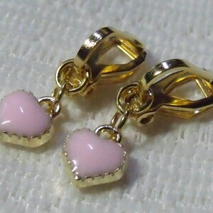 Children's ear clips clips pink heart image 2