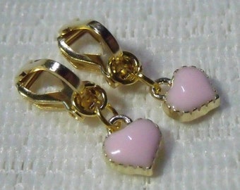 Children's ear clips clips pink heart