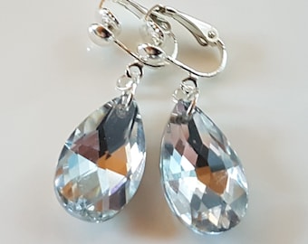 Ear clips with faceted drops