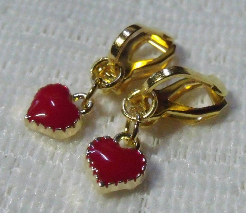 Children's Ear Clips Clips Red Heart image 1