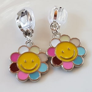 Children's ear clips clips with colorful flowers