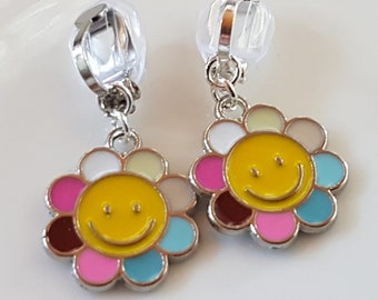 Children's ear clips clips with colorful flowers