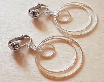 Ear clips clips silver plated Creoles 3 cm