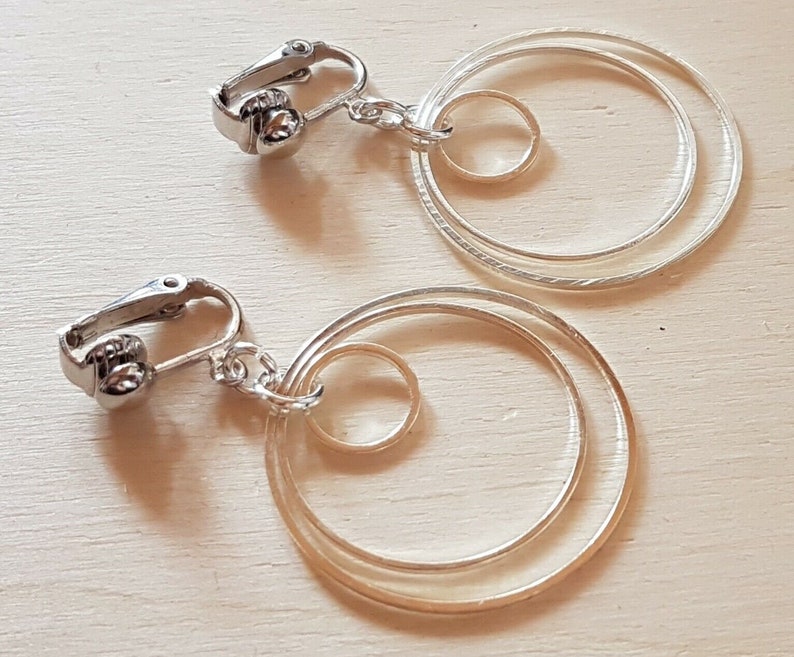 Ear clips clips silver plated Creoles 3 cm image 1