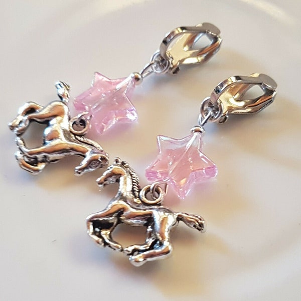 Children's ear clips with pink stars
