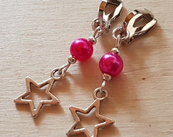 Children's ear clips with stars and pearls