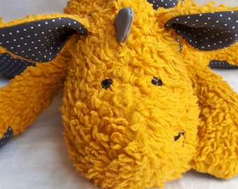 Cuddly toy ''little dragon'' mustard yellow / dragon / cuddly toy