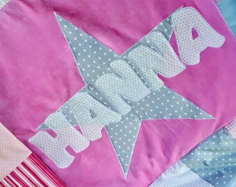 Crawling blanket ''Star'' pink/blanket/baby blanket/name