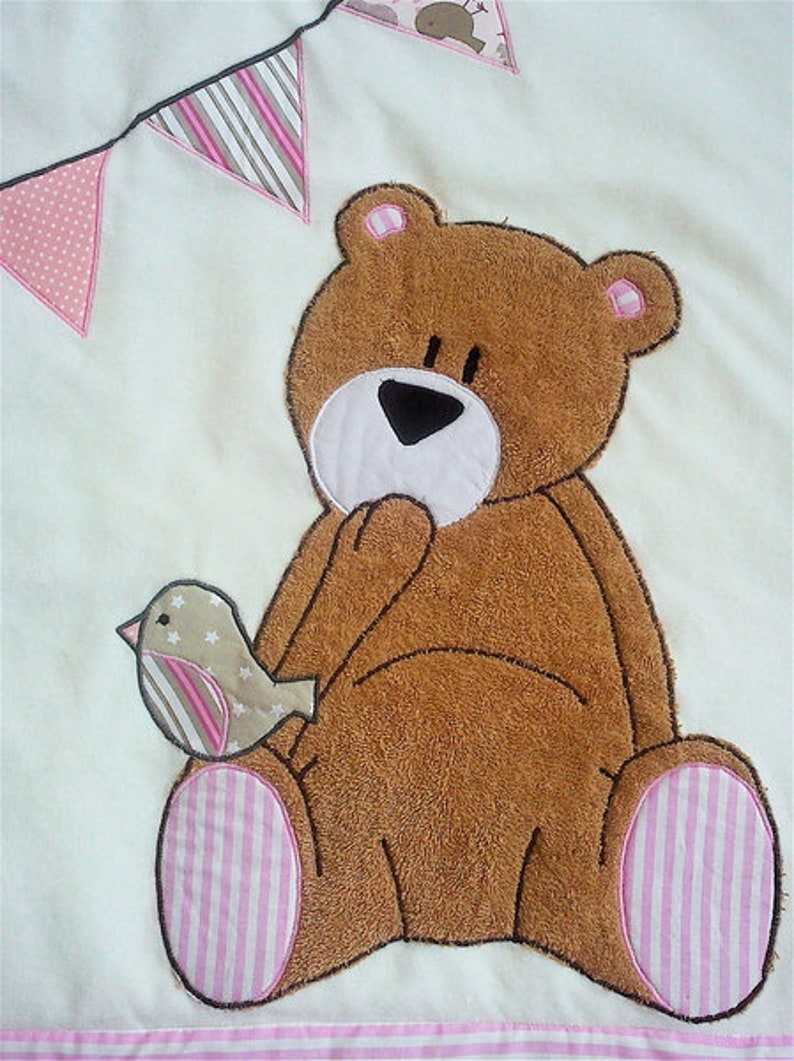 Krabbeldecke Teddy mit Vogel/ Decke/ Babydecke/ Teddy Bild 3