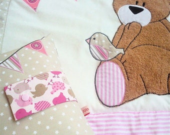 Couverture rampante "Teddy with bird"/couverture/couverture bébé/teddy