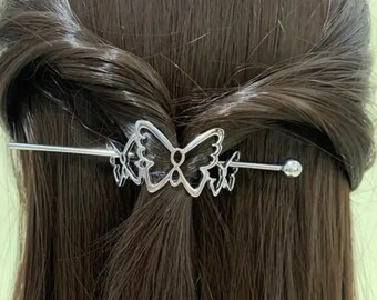Hair clip hair accessory clip silver butterfly filigree hairpin birthday gift