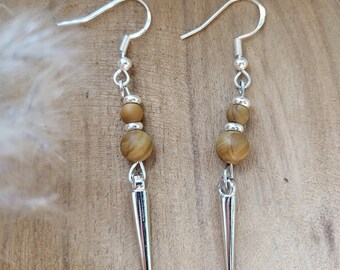 Creative hanging earrings in silver 925 with wooden beads Birthday gift Boho Vintage Energetic spiritual