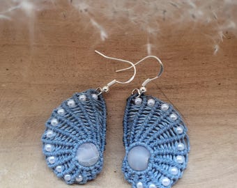 Macrame Drop Earrings Boho Vintage Shell Gemstone Birthday Gift Pearls Jeans