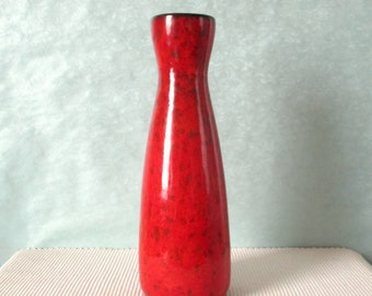 Vaso Scheurich 520-82 ceramica rosso arancio marmorizzato rosso anni '70 anni '70 metà secolo modernista Pop Art WGP ceramica della Germania occidentale Vintage