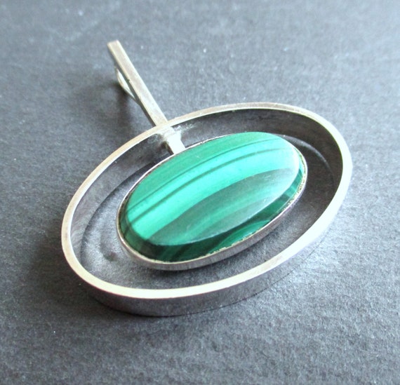 Trailer N.E. From 925 Sterling Silver Malachite C… - image 1