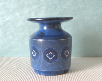 Vase Thoms Handarbeit jeansblau Keramik blau 60er Jahre denimblue Studiokeramik Mid Century WGP Vintage