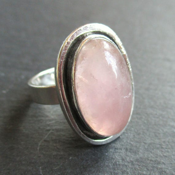 Ring Georg Kramer 835 Silver Rose Quartz Mid Century Modernist 50s