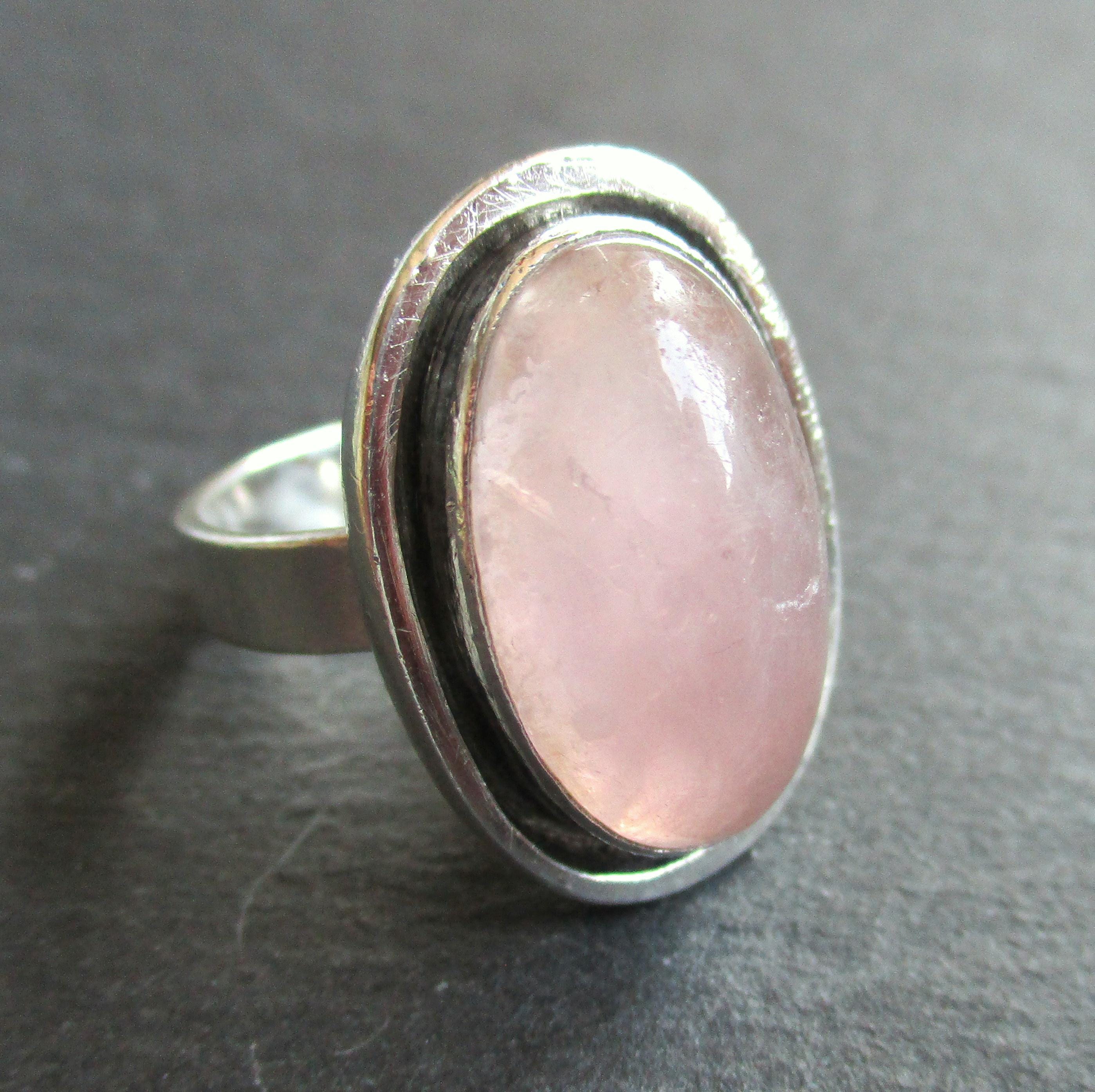 Ring Georg Kramer 835 Silver Rose Quartz Mid Century Modernist 50s