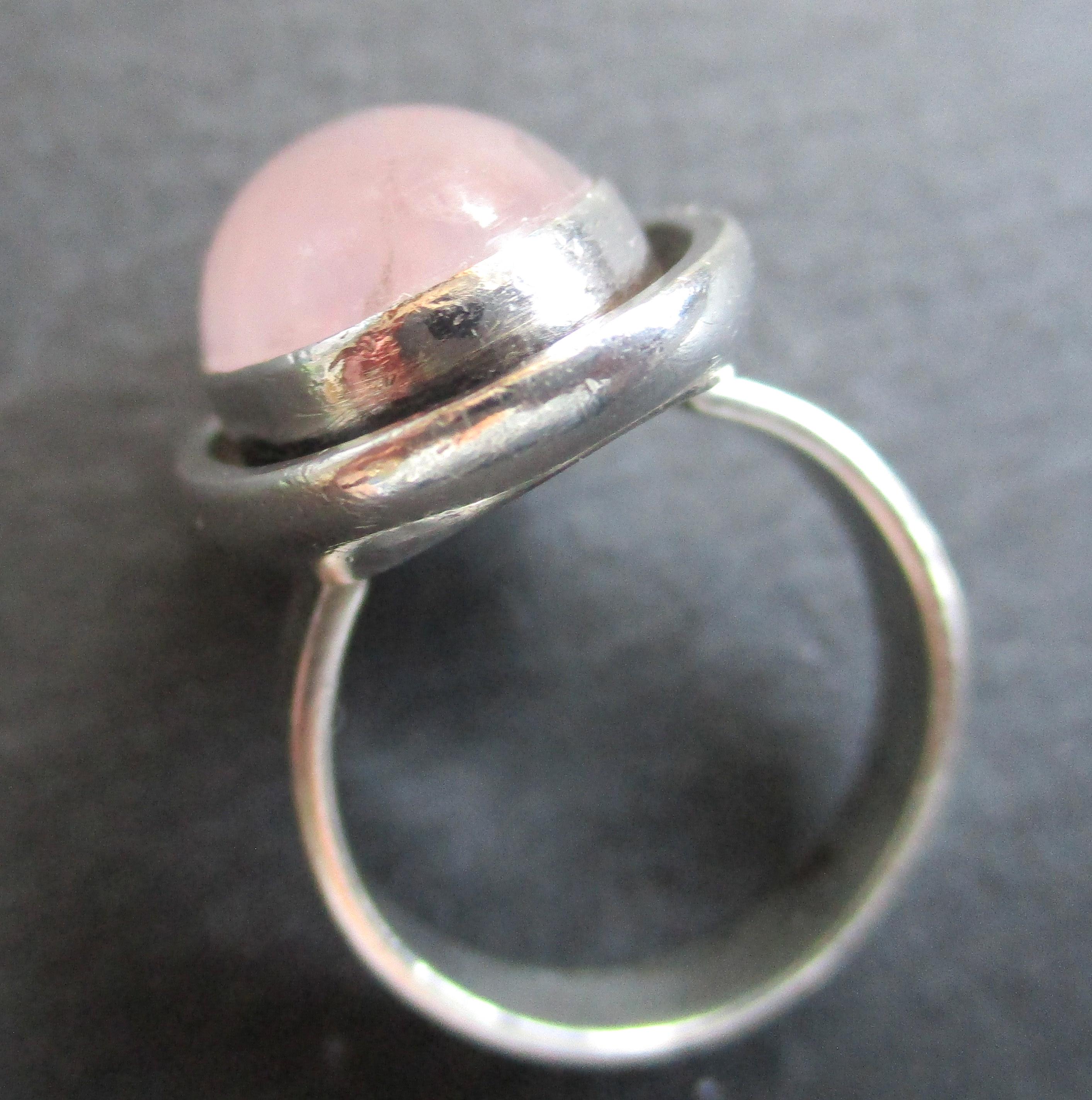 Ring Georg Kramer 835 Silver Rose Quartz Mid Century Modernist 50s