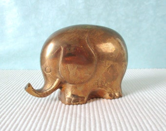 Elefant Messing massiv 70er Jahre Paper Weight Briefbeschwerer Seventies Drumbo Retro Figur Deko Boho für den Schreibtisch