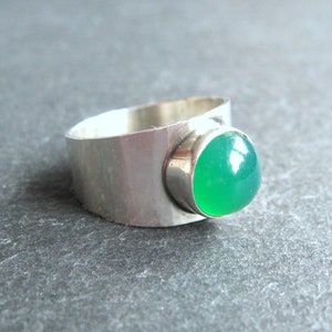 Ring Georg Kramer 835 silver green agate Mid Century Modernist 50s 60s silver ring Fischland jewelry Fischland