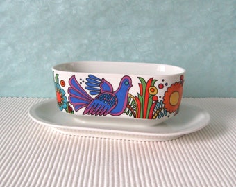 Salsiera Villeroy & Boch Acapulco Pop Art anni '70 Graziela Era Uccelli Fiori Retro True Vintage VTG