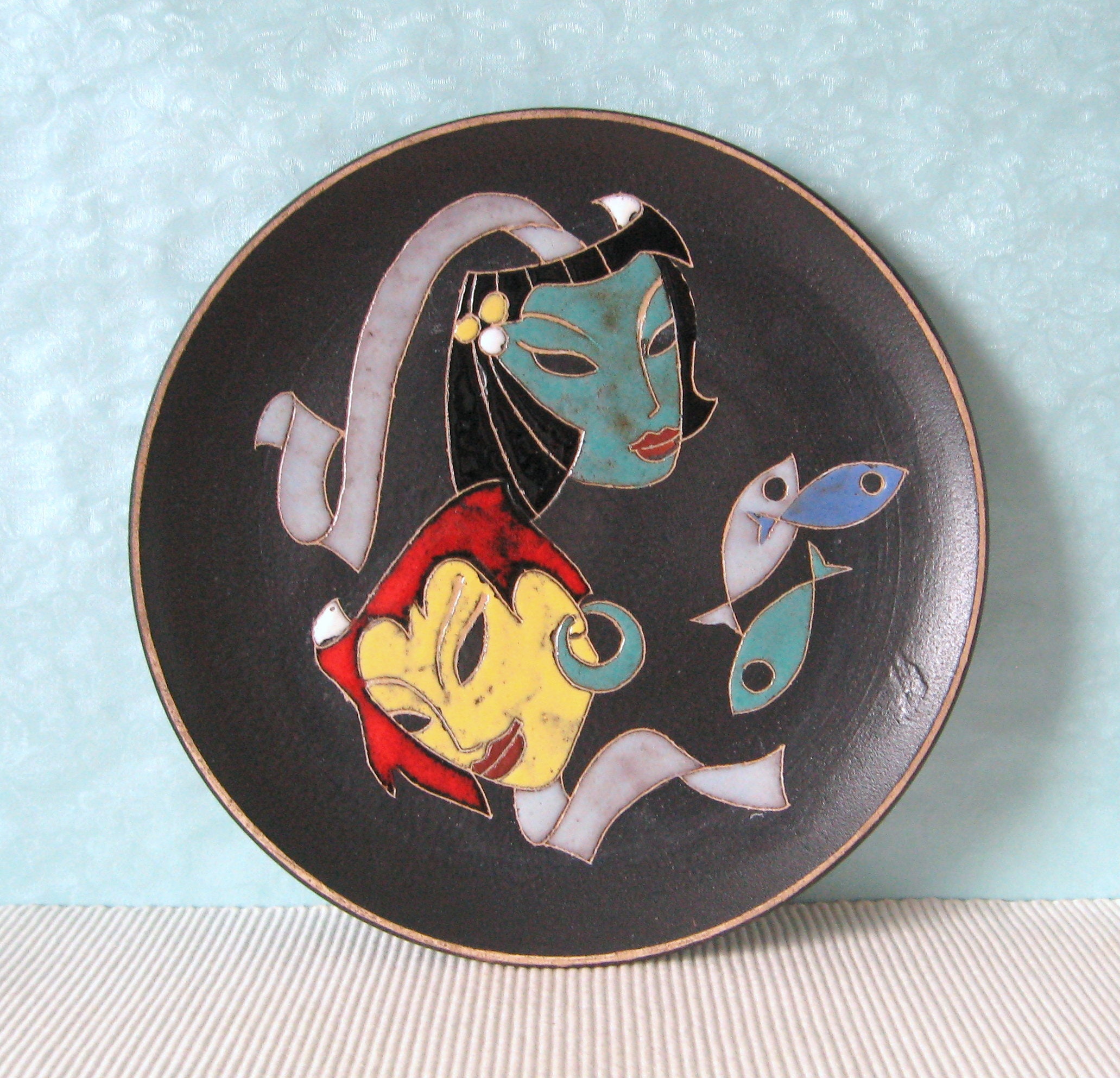 Tapisserie Ruscha Masques 717-2 Hans Welling 50 Céramique Assiette Dekoteller Mid Century Modernist 