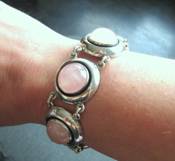 Bracelet N.E. From 925 Sterling Silver Rose Quart… - image 9