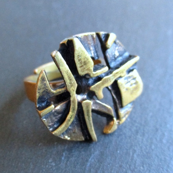 Ring Jorma Laine ? Bronze Finland Mid Century Modernist 60s 70s adjustable size Boho Style
