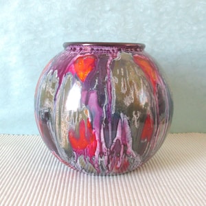 Rare Vase Scheurich 504-15 colorful running glaze 60s Mid Century Modernist WGP West German Pottery