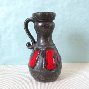 Handle vase Walter Gerhards Keramik 260/21 Fat Lava black red turquoise 60s Sixties Mid Century WGP West German Pottery collector&#39;s item