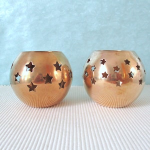 2 tealight holders star brass massive 70s 80s balls table decoration Advent decoration Christmas winter atmospheric