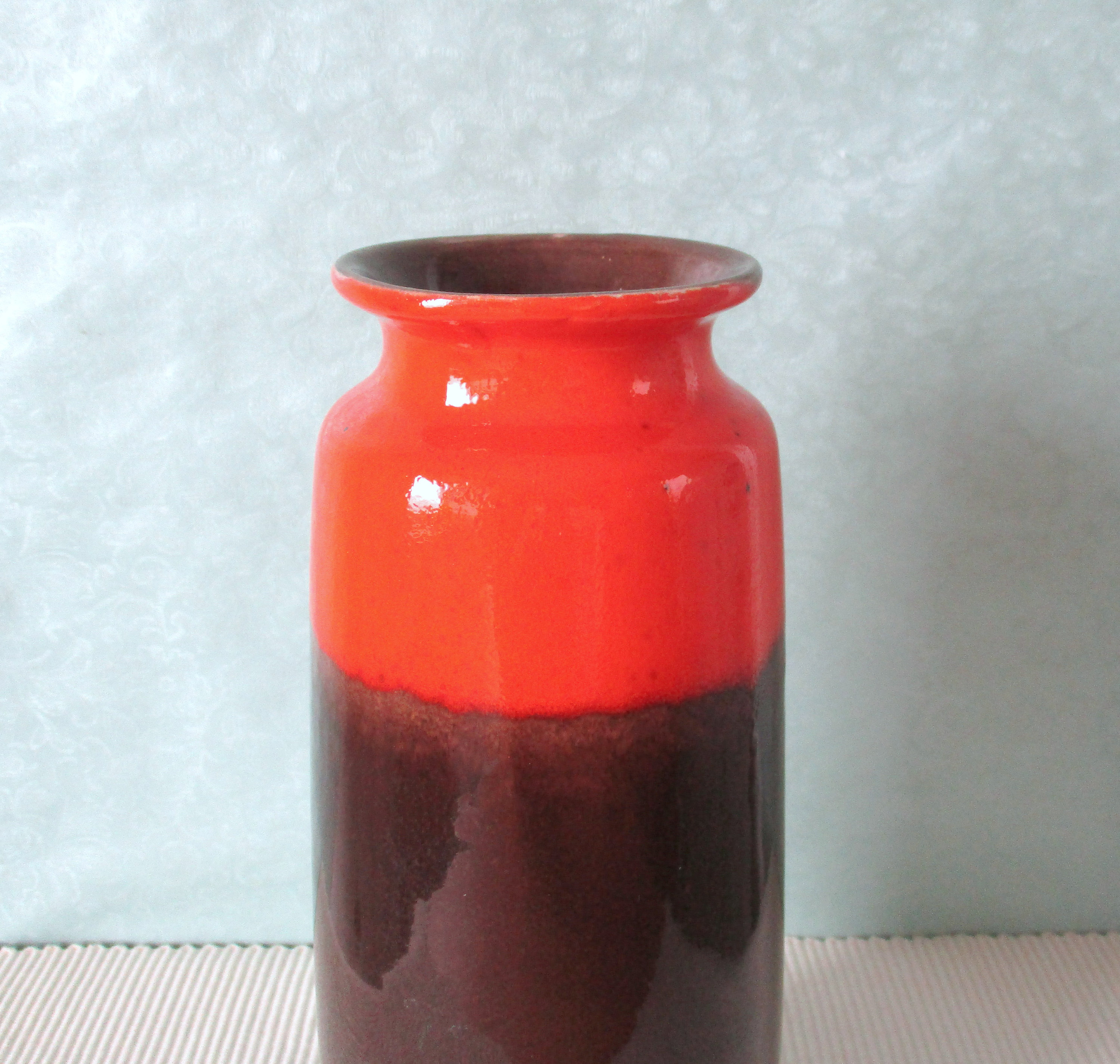 Vase Scheurich 206-27 Orange Dark Brown 70s WGP True Vintage West