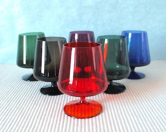 6 Cognac Schwenker Cognac Gläser Ingrid Glas 60er Jahre 70er Jahre Mid Century Modernist Buntglas Kurt Wokan