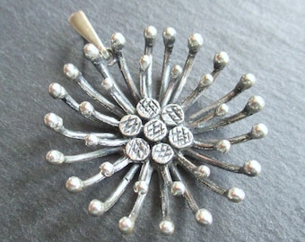 Large pendant 835 silver thistle blossom Art Deco 30s 40s floral pendant antique jewelry rarity master hallmark