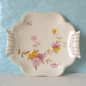 Prunkteller Weimar Ilka zarte Blumen rosa orange 30er Jahre Shabby Chic True Vintage Kuchenteller Anbietschale