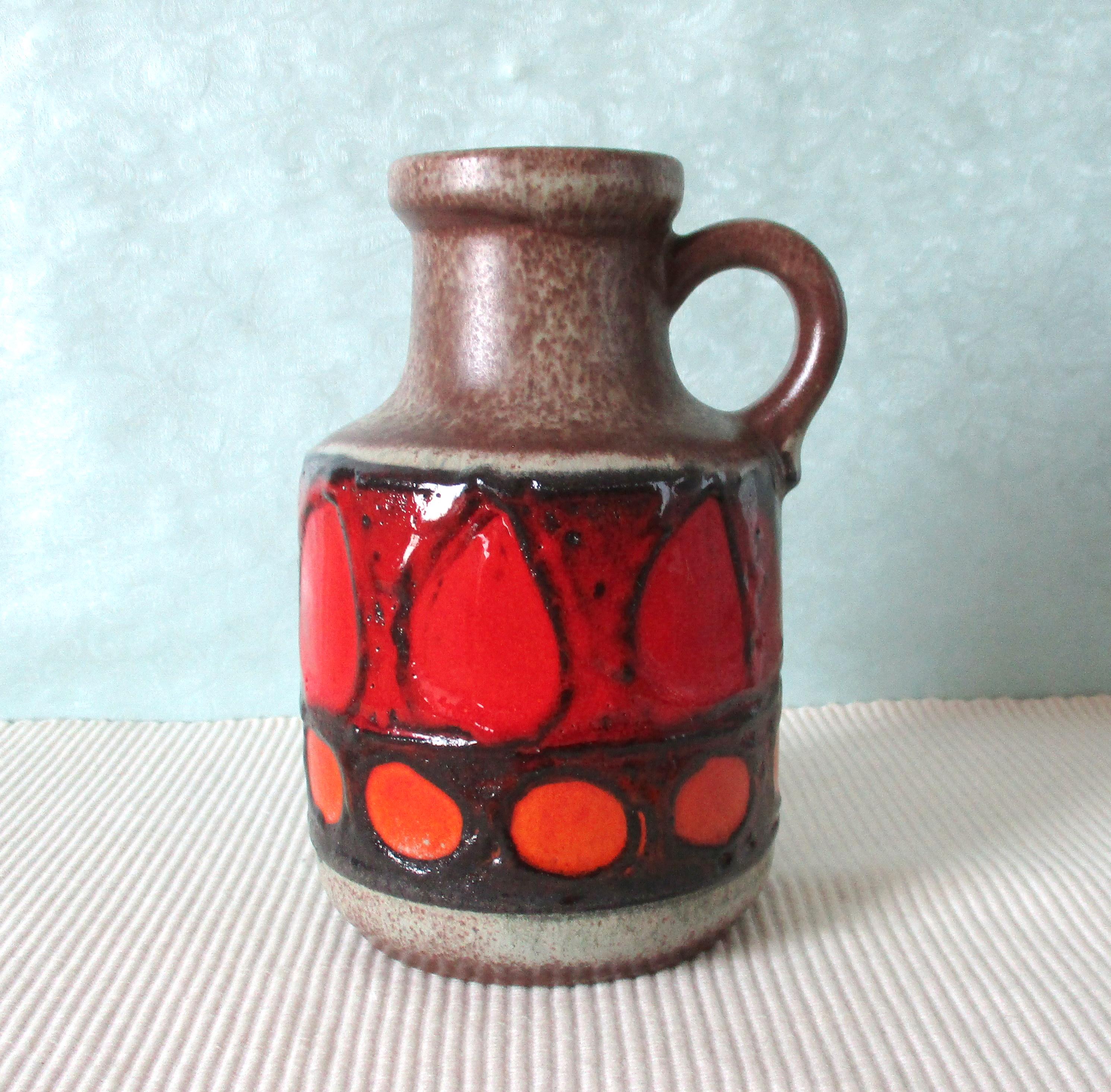Handle Vase Scheurich 414-16 Fat Lava Light Red Orange Brown