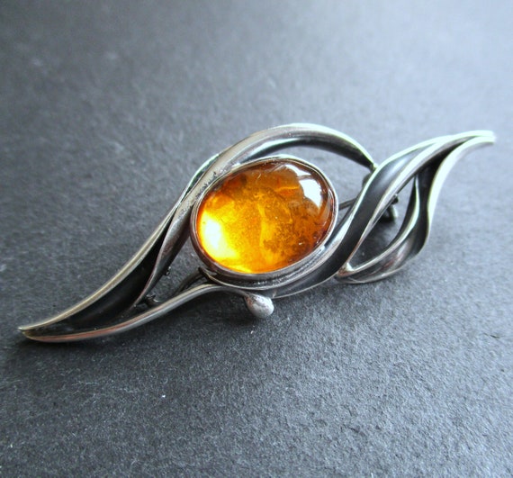 Broche Vintage Feuillage Argent 925 – Longueur 60 Mm, Rhodiée