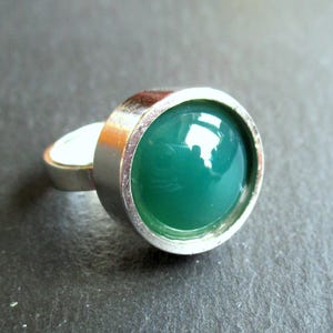 Ring N.E. From Denmark 925 Sterling Silver green agate 70s Mid Century Modernist Danish design Scandinavia Niels Erik From