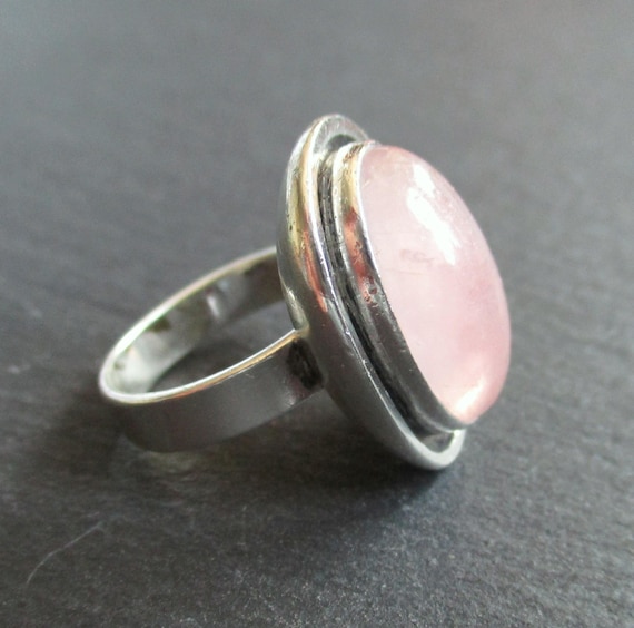 Ring Georg Kramer 835 Silver Rose Quartz Mid Century Modernist 50s