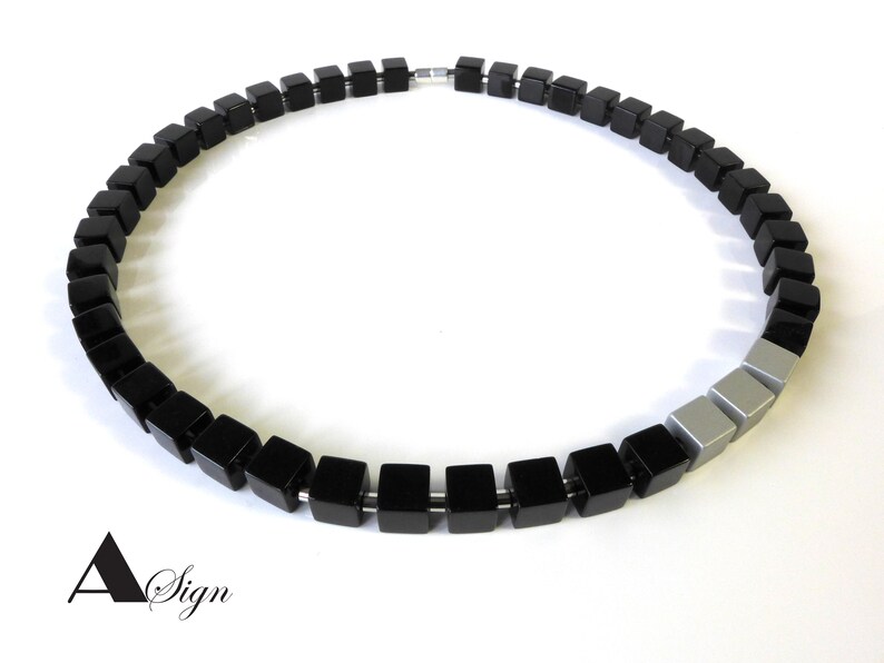 crystal glass black and aluminum necklace bracelet 925 silver earhooks magnetic clasp A Sign Night /& Day