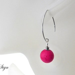 A Sign *Pink Lady* Trendfarbe 925 Silber Polaris/Harz Gala Sweet Damen Ohrhänger/Ohrringe/Hängeohrringe Magenta-Rot