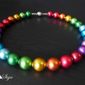 A Sign * Copacabana * Rainbow/Colorful necklace/chain aluminum balls massively stainless steel magnet closure