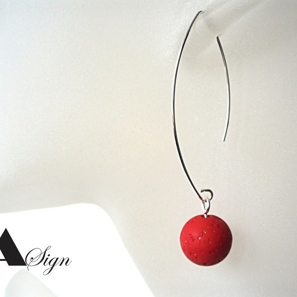 A Sign * Lady in Red * Polaris Gala Sweet 925 er silver resin earrings ear hooks pull-through red